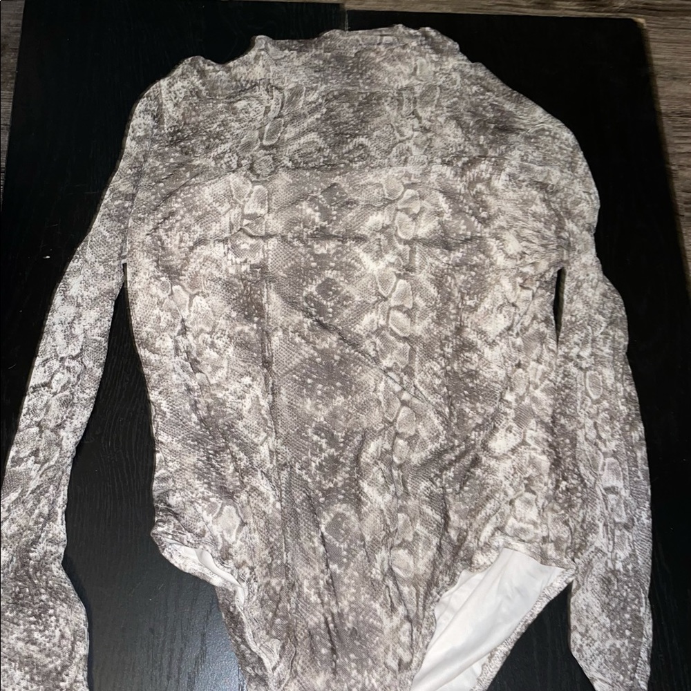 Snakeskin High Neck Mesh Bodysuit